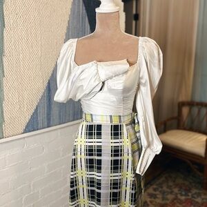 Shareen Collections Australia White Satin Balloon Sleeve Romantic Blouse